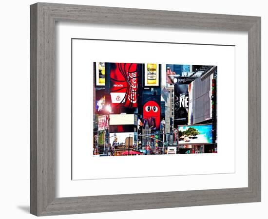 Advertising on Times Square, Manhattan, New York City, US, White Frame, Full Size Photography-Philippe Hugonnard-Framed Art Print