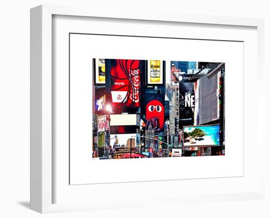 Advertising on Times Square, Manhattan, New York City, US, White Frame, Full Size Photography-Philippe Hugonnard-Framed Art Print