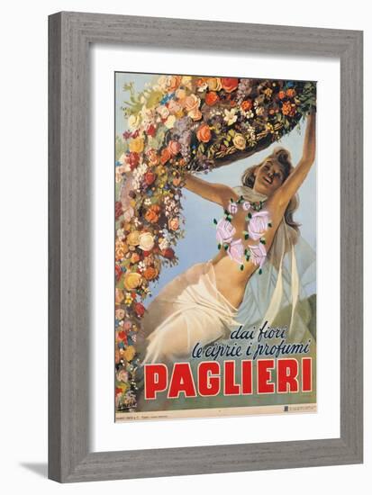 Advertising Poster "Dai Fiori Le Ciprie I Profumi Paglieri"-Giovanni Antonio Pellegrini-Framed Giclee Print