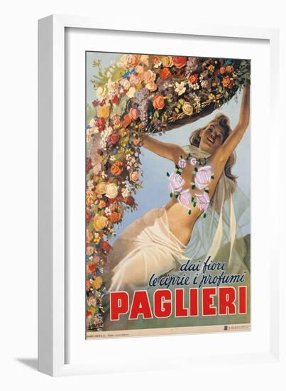 Advertising Poster "Dai Fiori Le Ciprie I Profumi Paglieri"-Giovanni Antonio Pellegrini-Framed Giclee Print