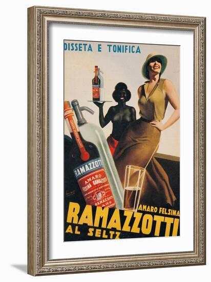 Advertising poster for Amaro Felsina Ramazzotti Water-Gino Boccasile-Framed Art Print