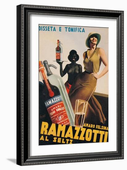 Advertising poster for Amaro Felsina Ramazzotti Water-Gino Boccasile-Framed Art Print