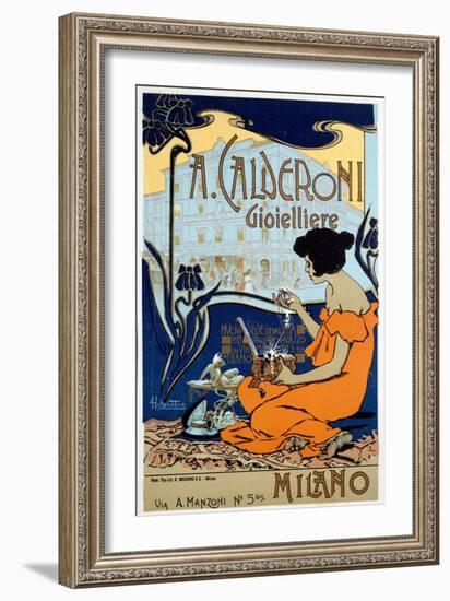 Advertising Poster for Calderoni Jeweler in Milan, C1920-Adolfo Hohenstein-Framed Giclee Print