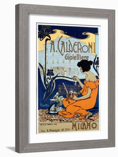 Advertising Poster for Calderoni Jeweler in Milan, C1920-Adolfo Hohenstein-Framed Giclee Print