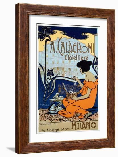 Advertising Poster for Calderoni Jeweler in Milan, C1920-Adolfo Hohenstein-Framed Giclee Print