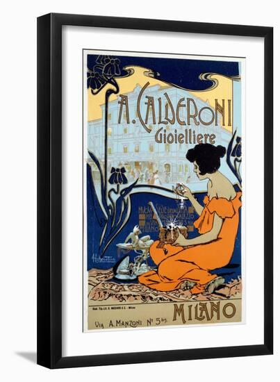 Advertising Poster for Calderoni Jeweler in Milan, C1920-Adolfo Hohenstein-Framed Giclee Print