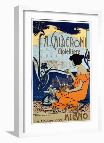 Advertising Poster for Calderoni Jeweler in Milan, C1920-Adolfo Hohenstein-Framed Giclee Print