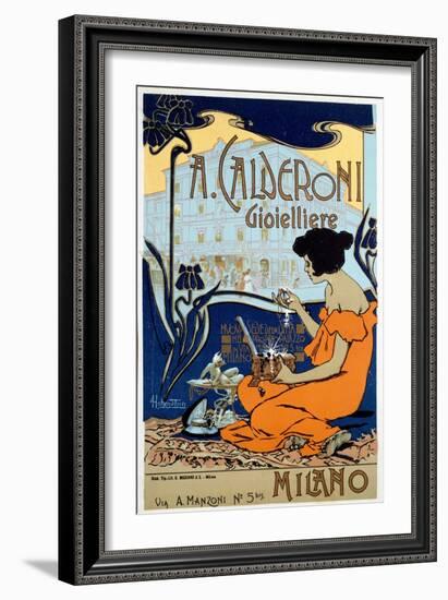 Advertising Poster for Calderoni Jeweler in Milan, C1920-Adolfo Hohenstein-Framed Giclee Print