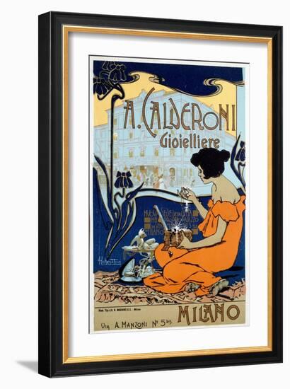 Advertising Poster for Calderoni Jeweler in Milan, C1920-Adolfo Hohenstein-Framed Giclee Print