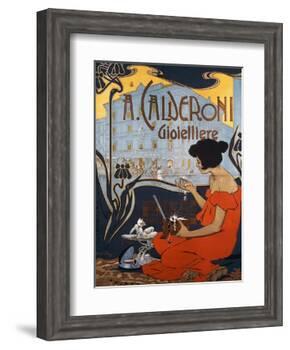 Advertising Poster for Calderoni Jewelers in Milan-Adolfo Hohenstein-Framed Giclee Print