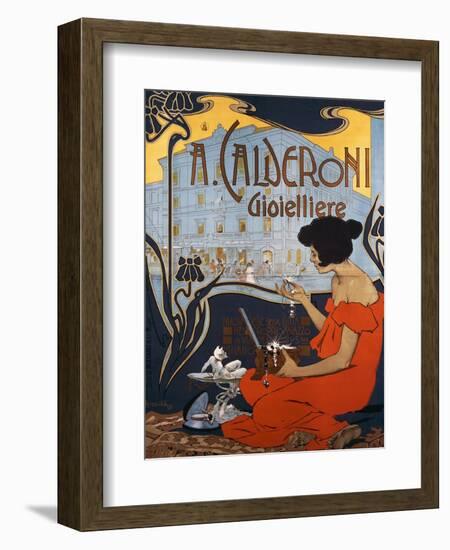 Advertising Poster for Calderoni Jewelers in Milan-Adolfo Hohenstein-Framed Giclee Print