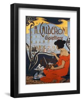 Advertising Poster for Calderoni Jewelers in Milan-Adolfo Hohenstein-Framed Giclee Print