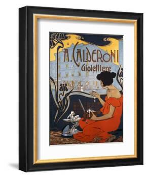 Advertising Poster for Calderoni Jewelers in Milan-Adolfo Hohenstein-Framed Giclee Print