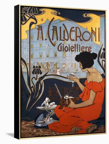 Advertising Poster for Calderoni Jewelers in Milan-Adolfo Hohenstein-Framed Premier Image Canvas