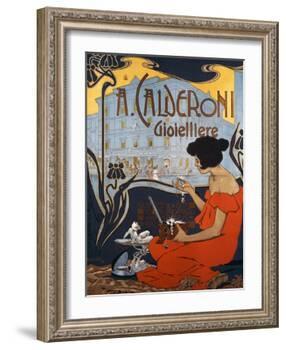 Advertising Poster for Calderoni Jewelers in Milan-Adolfo Hohenstein-Framed Giclee Print