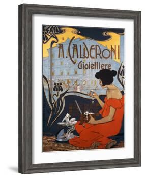 Advertising Poster for Calderoni Jewelers in Milan-Adolfo Hohenstein-Framed Giclee Print