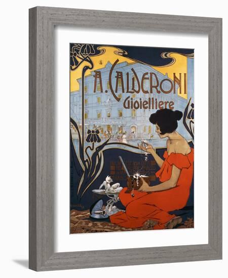 Advertising Poster for Calderoni Jewelers in Milan-Adolfo Hohenstein-Framed Giclee Print