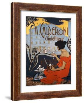 Advertising Poster for Calderoni Jewelers in Milan-Adolfo Hohenstein-Framed Giclee Print