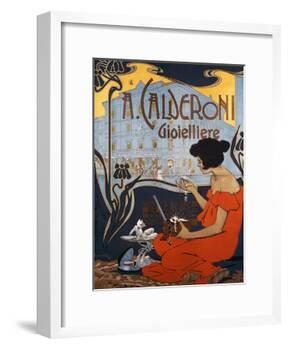 Advertising Poster for Calderoni Jewelers in Milan-Adolfo Hohenstein-Framed Giclee Print
