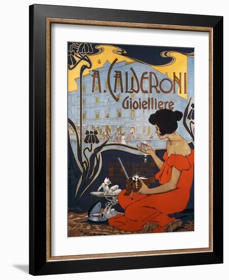 Advertising Poster for Calderoni Jewelers in Milan-Adolfo Hohenstein-Framed Giclee Print