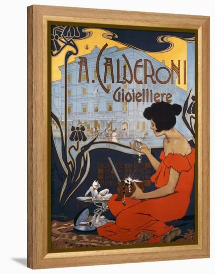 Advertising Poster for Calderoni Jewelers in Milan-Adolfo Hohenstein-Framed Premier Image Canvas