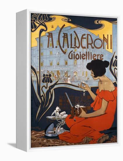 Advertising Poster for Calderoni Jewelers in Milan-Adolfo Hohenstein-Framed Premier Image Canvas