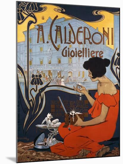 Advertising Poster for Calderoni Jewelers in Milan-Adolfo Hohenstein-Mounted Giclee Print