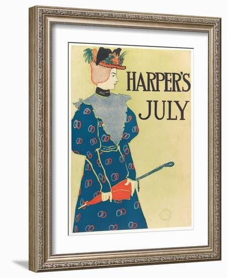 Advertising Poster for Harper's New Monthly Magazine, July 1896, Pub. 1896 (Colour Lithograph)-Edward Penfield-Framed Giclee Print