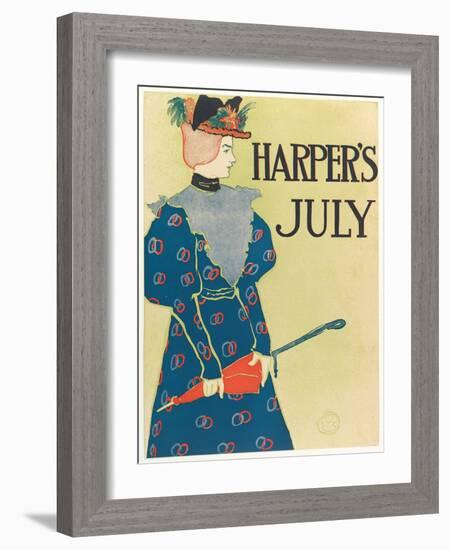 Advertising Poster for Harper's New Monthly Magazine, July 1896, Pub. 1896 (Colour Lithograph)-Edward Penfield-Framed Giclee Print