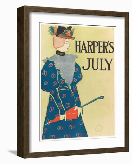 Advertising Poster for Harper's New Monthly Magazine, July 1896, Pub. 1896 (Colour Lithograph)-Edward Penfield-Framed Giclee Print