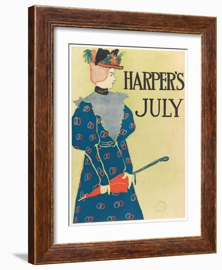 Advertising Poster for Harper's New Monthly Magazine, July 1896, Pub. 1896 (Colour Lithograph)-Edward Penfield-Framed Giclee Print