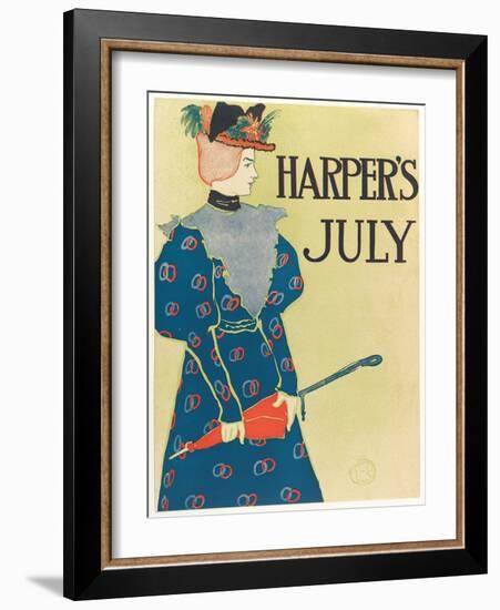 Advertising Poster for Harper's New Monthly Magazine, July 1896, Pub. 1896 (Colour Lithograph)-Edward Penfield-Framed Giclee Print