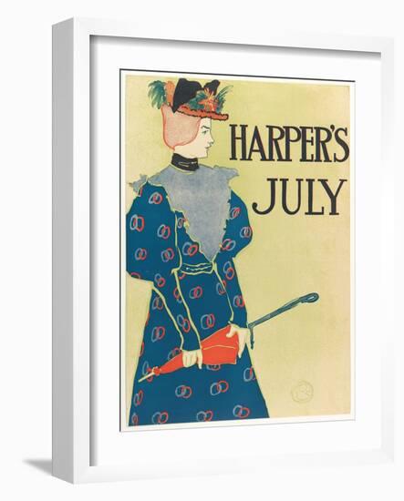 Advertising Poster for Harper's New Monthly Magazine, July 1896, Pub. 1896 (Colour Lithograph)-Edward Penfield-Framed Giclee Print