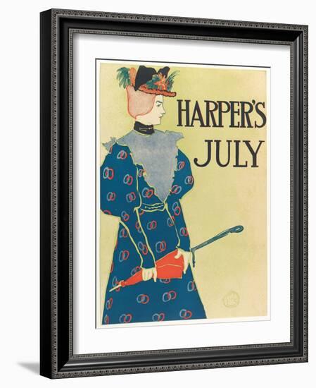 Advertising Poster for Harper's New Monthly Magazine, July 1896, Pub. 1896 (Colour Lithograph)-Edward Penfield-Framed Giclee Print