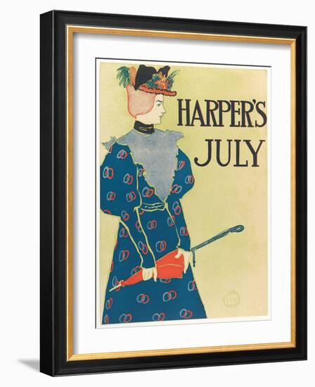 Advertising Poster for Harper's New Monthly Magazine, July 1896, Pub. 1896 (Colour Lithograph)-Edward Penfield-Framed Giclee Print