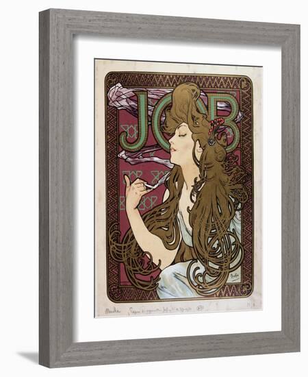 Advertising Poster for “Job Cigarette Paper” by Mucha, 1898.-Alphonse Marie Mucha-Framed Giclee Print