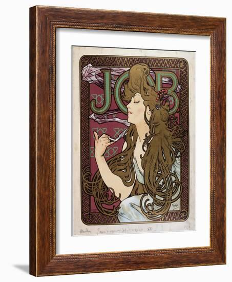 Advertising Poster for “Job Cigarette Paper” by Mucha, 1898.-Alphonse Marie Mucha-Framed Giclee Print