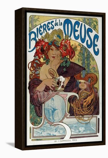 Advertising Poster for “” Les Bieres De La Meuse”” Illustrated by Alphonse Mucha (1860-1939) 1898 P-Alphonse Marie Mucha-Framed Premier Image Canvas