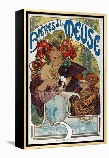 Advertising Poster for “” Les Bieres De La Meuse”” Illustrated by Alphonse Mucha (1860-1939) 1898 P-Alphonse Marie Mucha-Framed Premier Image Canvas