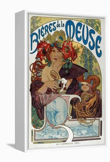 Advertising Poster for “” Les Bieres De La Meuse”” Illustrated by Alphonse Mucha (1860-1939) 1898 P-Alphonse Marie Mucha-Framed Premier Image Canvas