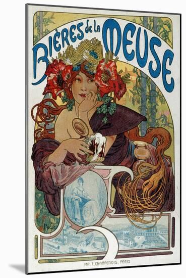 Advertising Poster for “” Les Bieres De La Meuse”” Illustrated by Alphonse Mucha (1860-1939) 1898 P-Alphonse Marie Mucha-Mounted Giclee Print