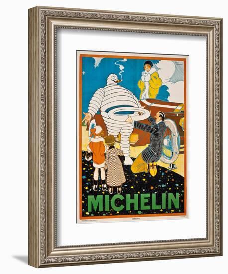 Advertising Poster for Michelin, C. 1925-Rene Vincent-Framed Giclee Print