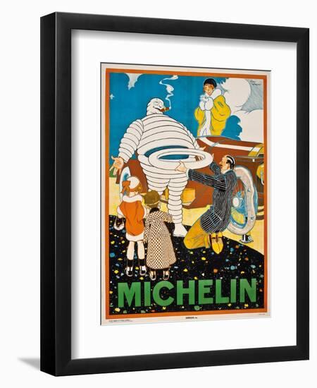 Advertising Poster for Michelin, C. 1925-Rene Vincent-Framed Giclee Print