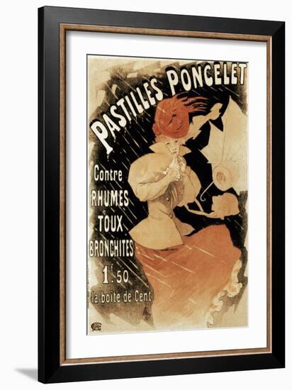 Advertising Poster for Pastilles Poncelet, a Cold and Bronchitis Remedy, 1896-Jules Chéret-Framed Giclee Print