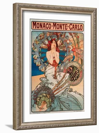 Advertising Poster for Railway Lines Monaco-Monte Carlo, 1897-Alphonse Marie Mucha-Framed Giclee Print