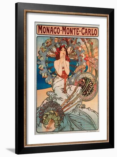 Advertising Poster for Railway Lines Monaco-Monte Carlo, 1897-Alphonse Marie Mucha-Framed Giclee Print