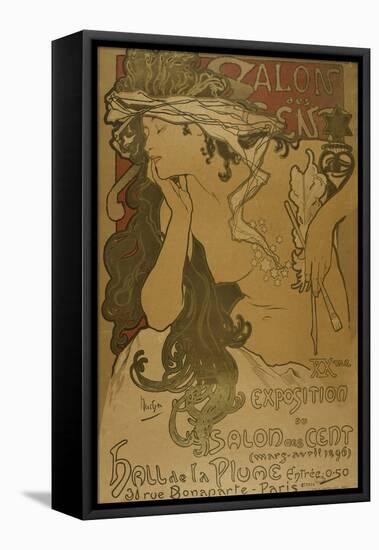 Advertising Poster for the 20th Exhibition of Salon Des Cent-Alphonse Mucha-Framed Premier Image Canvas