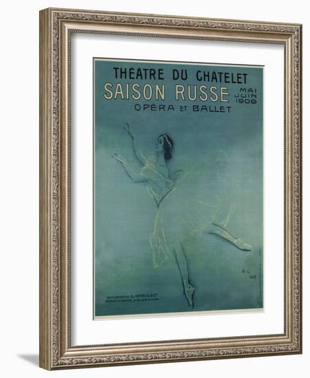 Advertising Poster for the Ballet Dancer Anna Pavlova in the Ballet Les Sylphides, 1909-Valentin Alexandrovich Serov-Framed Giclee Print