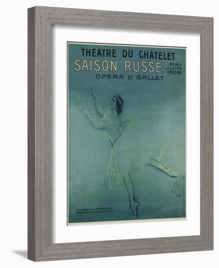 Advertising Poster for the Ballet Dancer Anna Pavlova in the Ballet Les Sylphides, 1909-Valentin Alexandrovich Serov-Framed Giclee Print