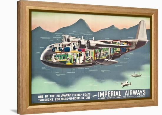 Advertising Poster for the 'Flying Boats' of Imperial Airways, 1937 (Offset Colour Lithograph)-null-Framed Premier Image Canvas